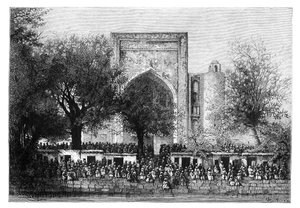 Une assemblée devant la mosquée de Boukhara, Ouzbékistan, 1895 - Armand Kohl