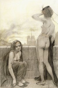 Deux femmes partiellement vêtues près d