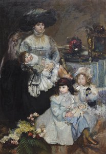 Épouse de De Carolis avec ses filles - Armando Spadini