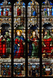 Saint Matthias, Ezra, le prophète Habacuc et la Sibylle Tiburtine - Vitrail de la Chapelle de la Passion, par Arnaud de Moles, complété en 1513 - Cathédrale Sainte Marie d