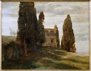 Italienische Villa im Fruehling - Villa italienne au printemps ... (peinture sur toile) - Arnold Böcklin
