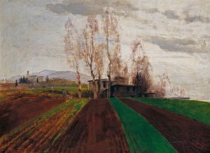 Terres agricoles au début du printemps / Champ labouré au début du printemps - Arnold Böcklin