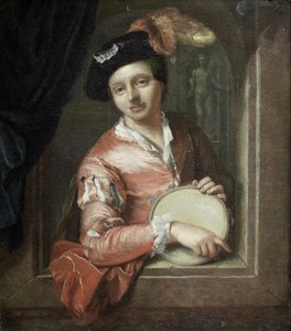 Un jeune garçon tenant un tambourin - Arnold Boonen