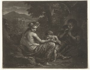 Bergère et berger avec leur enfant - Arnold Houbraken