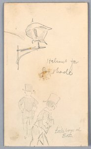 Esquisse de casque et hommes à Eton - Arnold William Brunner