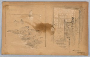 Esquisse de paysage et escalier - Arnold William Brunner