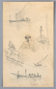 Croquis dans le port de Catane - Arnold William Brunner