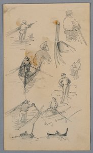 Croquis de figures sur des bateaux