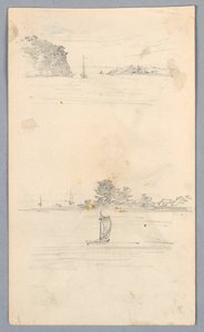 Deux esquisses de voiliers naviguant - Arnold William Brunner