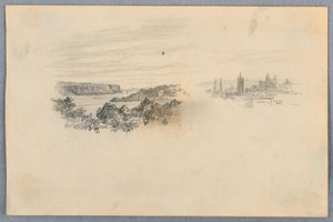 Deux vues, paysage et skyline de la ville - Arnold William Brunner