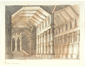 "Temple" avec colonnes et escalier