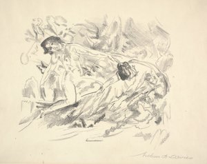 Deux figures féminines dans un paysage