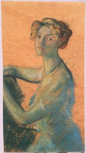Femme avec fond orange du livre de A.B. Davies, édition -25, 50
