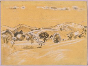 Paysage à la craie blanche et noire du livre de A.B. Davies, édition -38, 50 - Arthur Bowen Davies