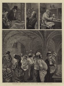 Préparations pour un festin de la ville, la cuisine du Guildhall