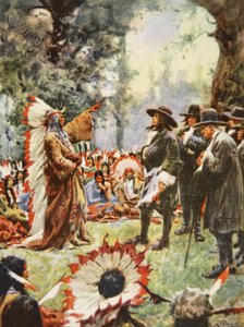Le traité de William Penn avec les Indiens, illustration de 