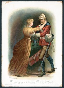 De retour à la maison - carte de vœux de Noël (chromolithographie) - Arthur Charles Payne