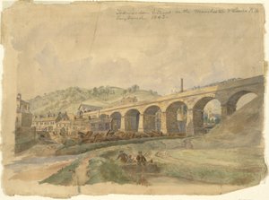 Viaduc de Todmorden sur le chemin de fer Manchester & Leeds, Angleterre 1843