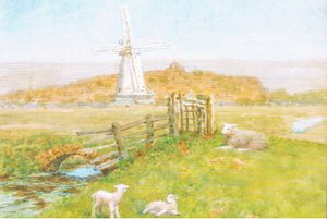 Le moulin à vent, Rye, Sussex, Carte postale, années 1970 - Arthur Foord Hughes