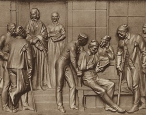 Florence Nightingale visitant des patients, secours à l
