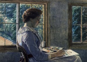Femme peignant - Arthur George Walker