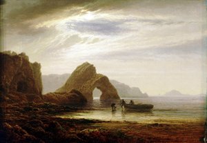Clair de lune à Giltar Point, près de Tenby (Angleterre), du sud