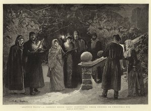 Amateurs en attente, une fête de maison de campagne sérénadant leurs amis la veille de Noël - Arthur Hopkins