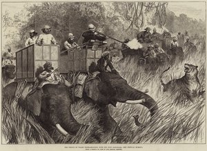 Le prince de Galles chassant le tigre avec Sir Jung Bahadoor, le moment critique - Arthur Hopkins