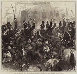 La Guerre, Dragons légers bavarois passant devant le quartier général du prince héritier de Prusse à Ligny - Arthur Hopkins