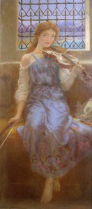 Fille avec Violon - Arthur Hughes