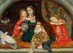 Mme Leathart et ses trois enfants, c.1863-65 - Arthur Hughes