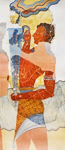 Reproduction de fresque représentant un échanson, tirée du Palais de Minos à Knossos
