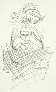 Une tête grotesque et poilue - Arthur Rackham
