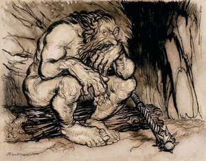 Un géant des plus terrifiants, illustration de English Fairy Tales, publié en 1918 - Arthur Rackham