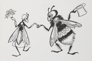 Une mouche et une abeille se mariant - Arthur Rackham