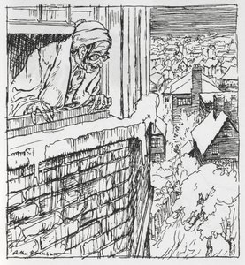 Un homme regardant par une fenêtre - Arthur Rackham