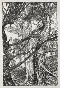 Alice en serpent parlant à un pigeon - Arthur Rackham