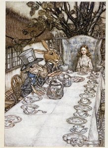 Alice prend le thé avec le Chapelier et le Lièvre de Mars - dans "Les Aventures d