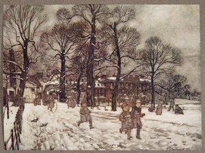 Un après-midi où les jardins étaient blancs de neige, de Peter Pan dans les jardins de Kensington par J M Barrie, pub. 1906 - Arthur Rackham