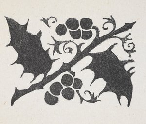 Impression en noir et blanc de feuilles de houx et de baies