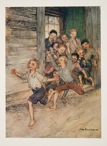 Éclatant comme une légion de jeunes diablotins, de La Légende de Sleepy Hollow par Washington Irving (1783 - 1859), pub. 1928 - Arthur Rackham