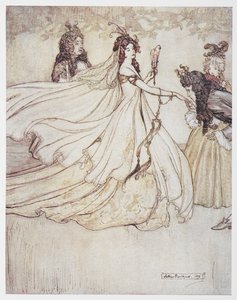 Cendrillon (Ashenputtel) en robe de bal - Arthur Rackham