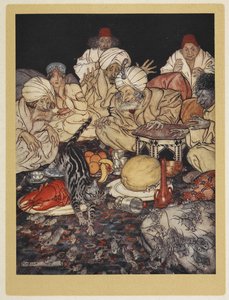 Le chat de Dick Whittington chevauchant le roi des Maures de ses souris - Arthur Rackham