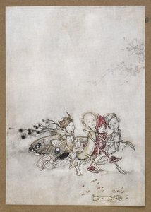 Entrez Peaceblossom, Cobweb, Moth et Mustardseed. Une scène de 