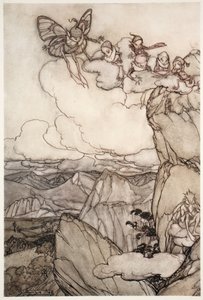 Fées dans les montagnes, de Rip Van Winkle par Washington Irving, pub. 1910 - Arthur Rackham