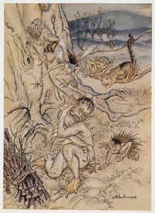 For every trifle are they set upon me, illustration de La Tempête de William Shakespeare, pub. 1926 - Arthur Rackham