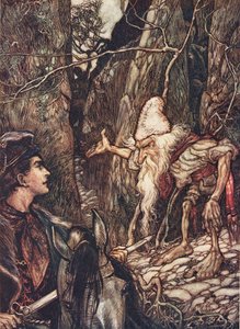 Bon nain, ne peux-tu pas me dire où sont mes frères ? des Contes de fées des frères Grimm, pub. 1909 - Arthur Rackham