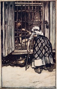 Hansel tendit un os, et la vieille femme, dont les yeux étaient faibles, ne pouvait pas voir et pensait que c