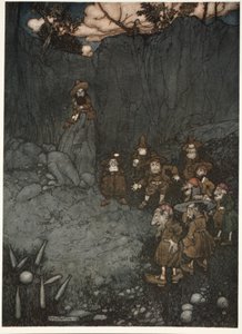 Son père les avait vus dans leurs vieux habits hollandais jouant aux quilles, de Rip Van Winkle par Washington Irving, pub. 1910 - Arthur Rackham