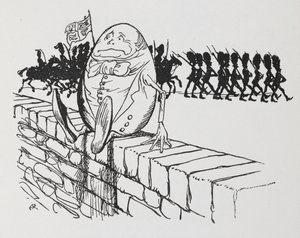 Humpty Dumpty assis sur un mur